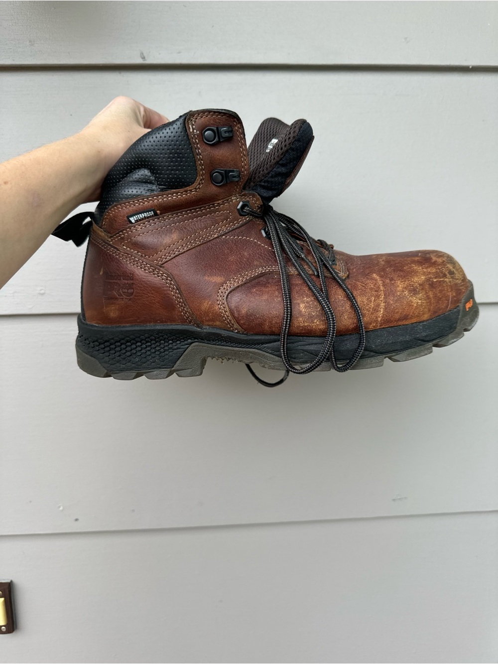 Timberland PRO Men's Brown Leather Work Boot with Black Accents